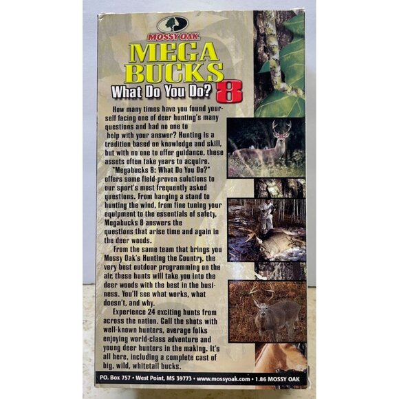 Mega Bucks 8 VHS Deer Hunting Mossy Oak What Do You Do? 3 Hours 24 Hunts - Picture 2 of 7
